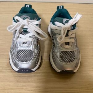 Zara Stylish Silver and Green Kids Sneakers